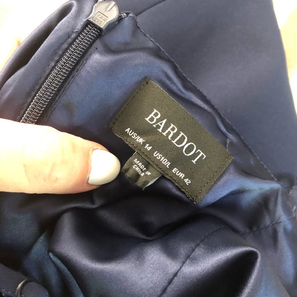 Bardot Carmelle blue ruffle slit Cocktail Dress - Picture 12 of 15